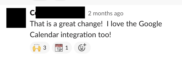 Redacted client reaction screenshot
