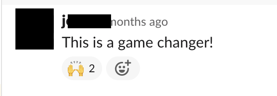 Redacted client reaction screenshot