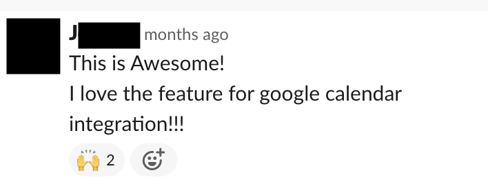 Redacted client reaction screenshot